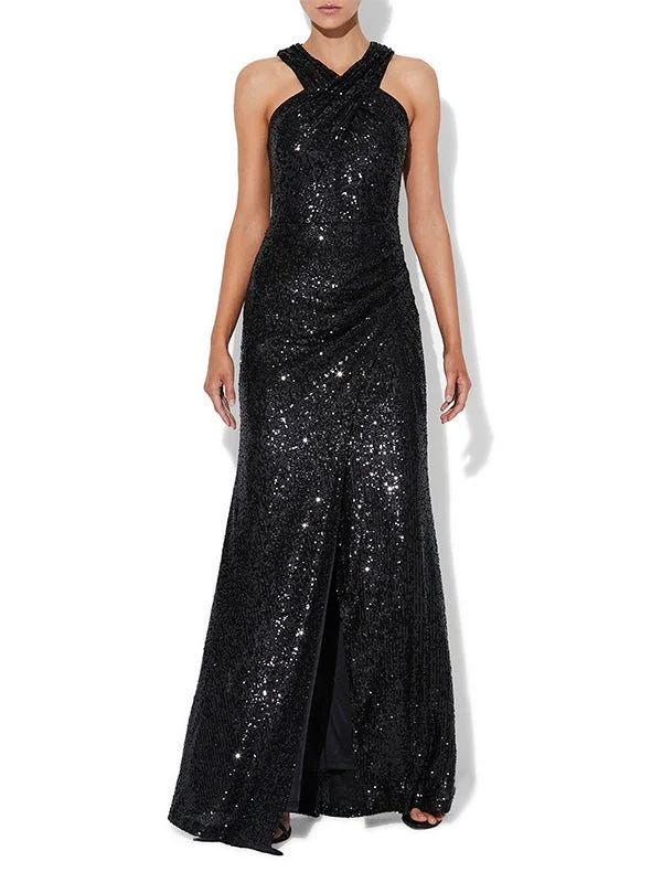 Vintage Charm Elsa Black Sequin Gown