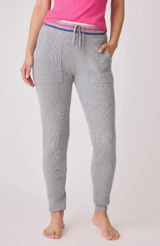 Graceful Movement Sweater Weather Banded Bottom Pants In Heather Grey