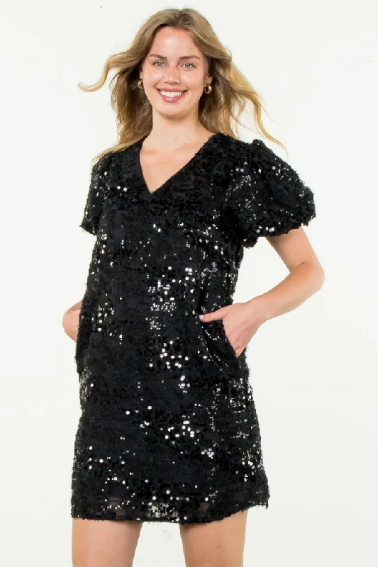 Limited - Time Bundle Valentina Sequin Mini Dress in Black