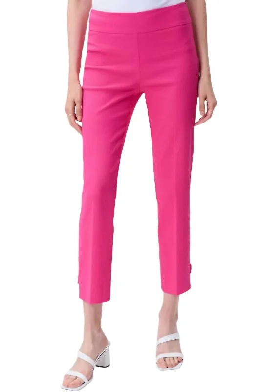 Polished Finish Cropped Pull-On Pants In Dazzle Pink