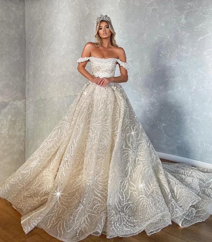 Refined Look Off Shoulder Ball Gown