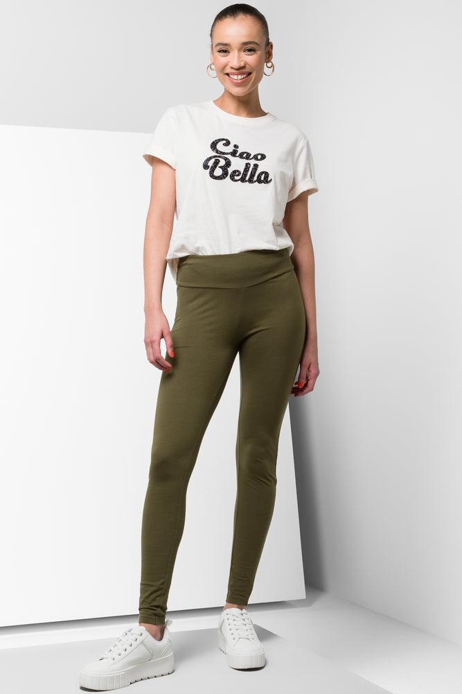 Get The Latest Trends Wide Waist Leggings Olive Green