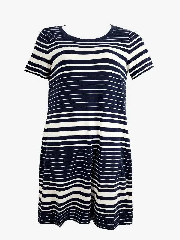 End Of Month Blowout Tommy Hilfiger Navy Striped Casual Jersey Midi Dress Size M