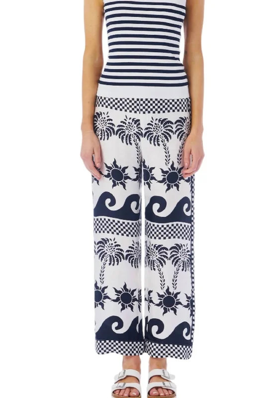 Elegant Ensemble Venice Lounge Pants In Navy & White