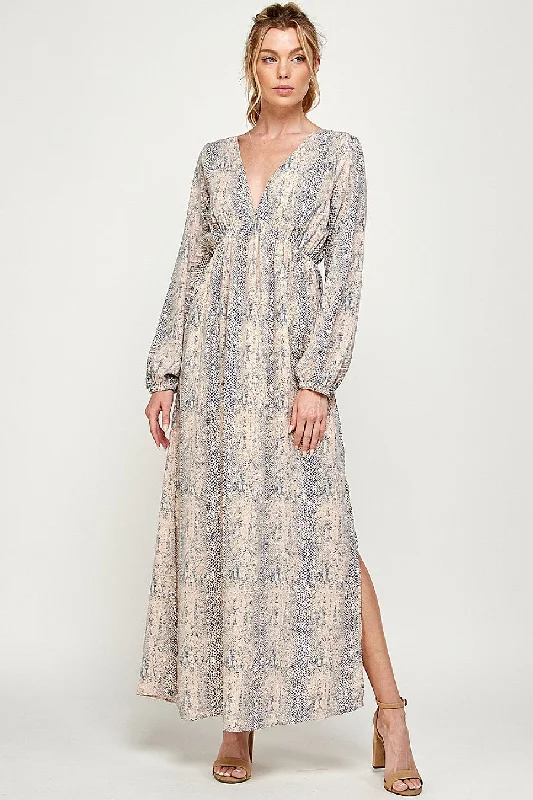 Fashion Forward Outfits Long Sleeve Animal Print Maxi Dress