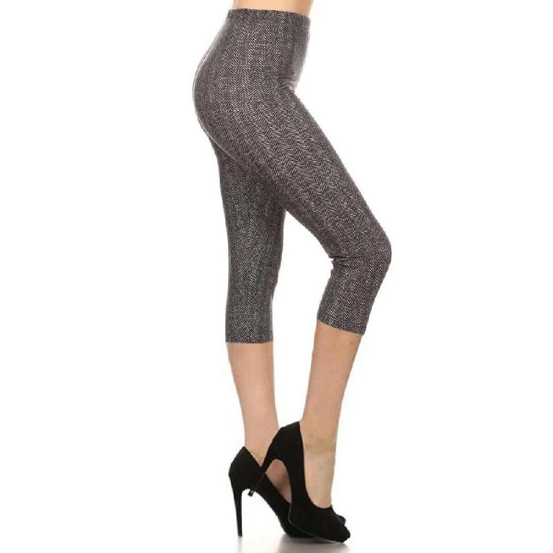 Latest Fashion Chevron Print, High Waisted Capri Leggings