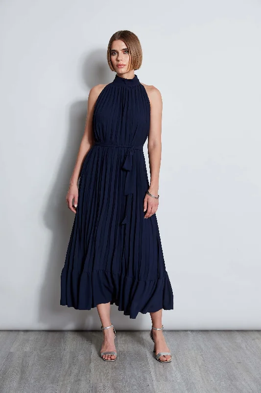 Bold Fashion T-Tahari Pleated Halter Midi Dress