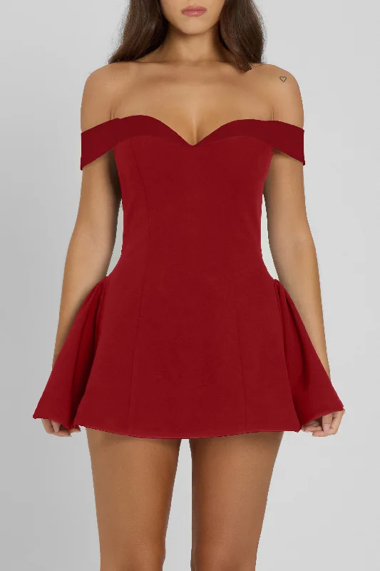 End Of Season Sale Raquel Babydoll Corset Mini Dress - Red