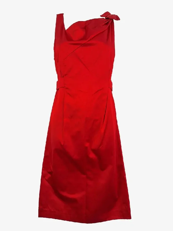 Celebrate With Big Savings CONTONY Crimson Tailored Draped Evening Midi Dress Size 12