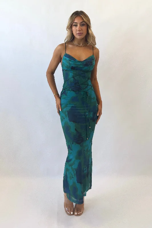 Versatile Wardrobe Essentials Blossom Maxi Dress - Teal Green