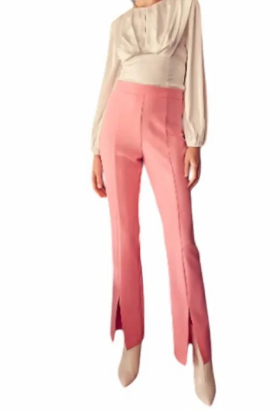 Dreamy Draping Doll Slit Pants In Pink