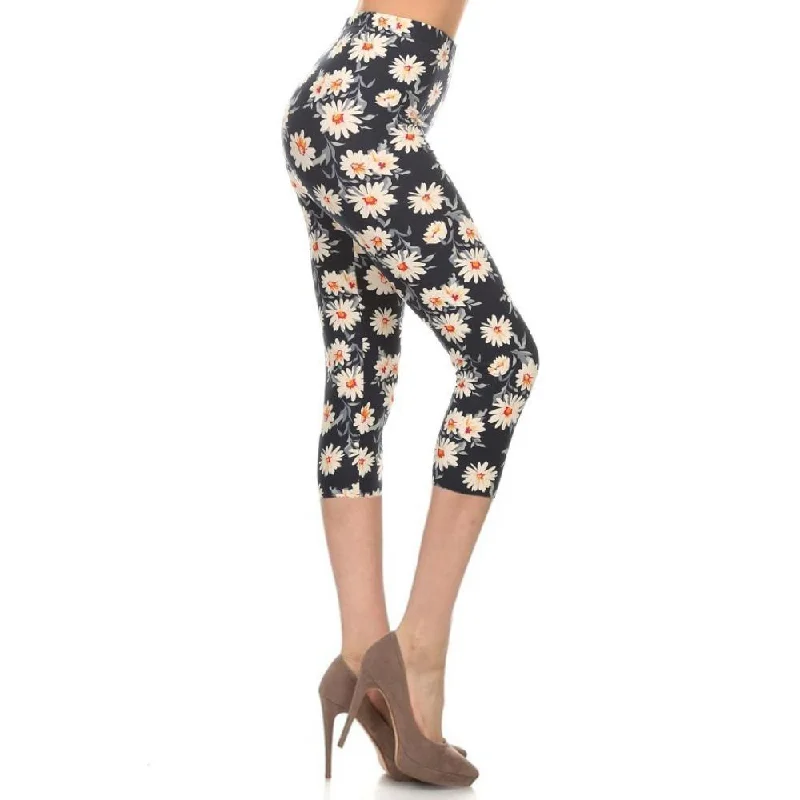 Trend Alert Multi-color Print, Cropped Capri Leggings In A Fitted Style With A Banded High Waist