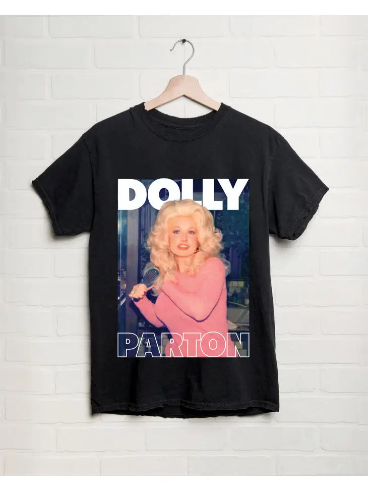 Elegant Clothing Dolly Parton in Pink Black Thrifted Licensed Graphic Tee