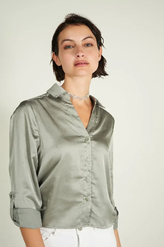 Fashion Essentials Blouse courte en satin - CARMELA-U - (E-B2)