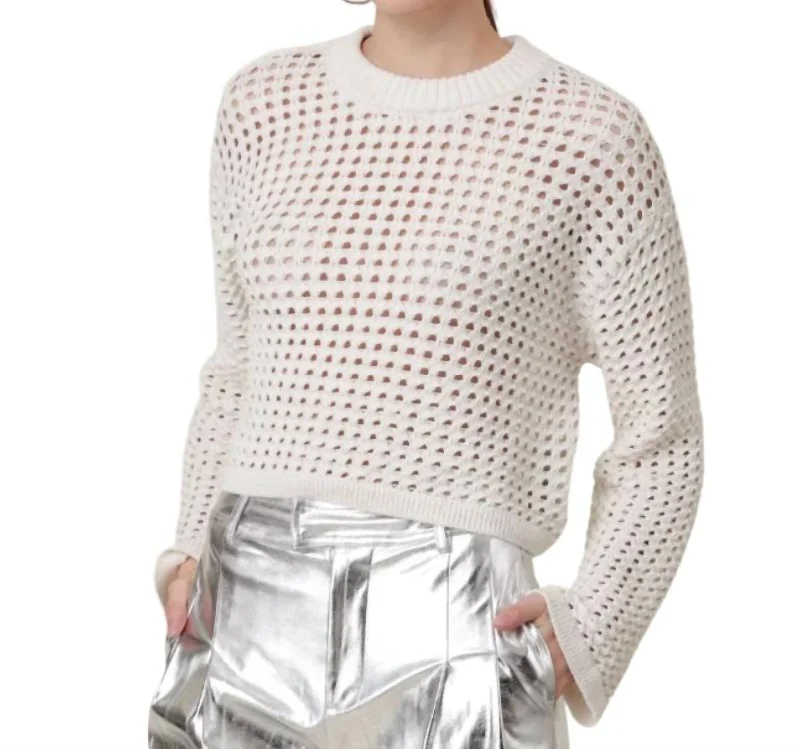 Hollywood Glam Award - Show Style Addy Crochet Sweater In Ivory