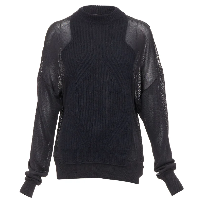 Sophisticated Fashion Alexander Wang Wool Blend Cable Knit Sheer Sleeve Sweater