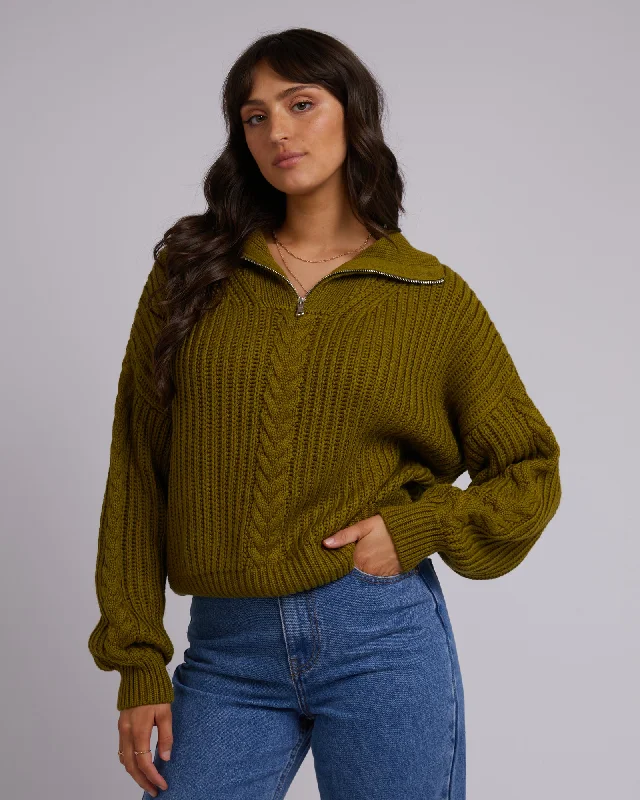 Casual Fashion All About Eve Dahlia 1/4 Zip Olive