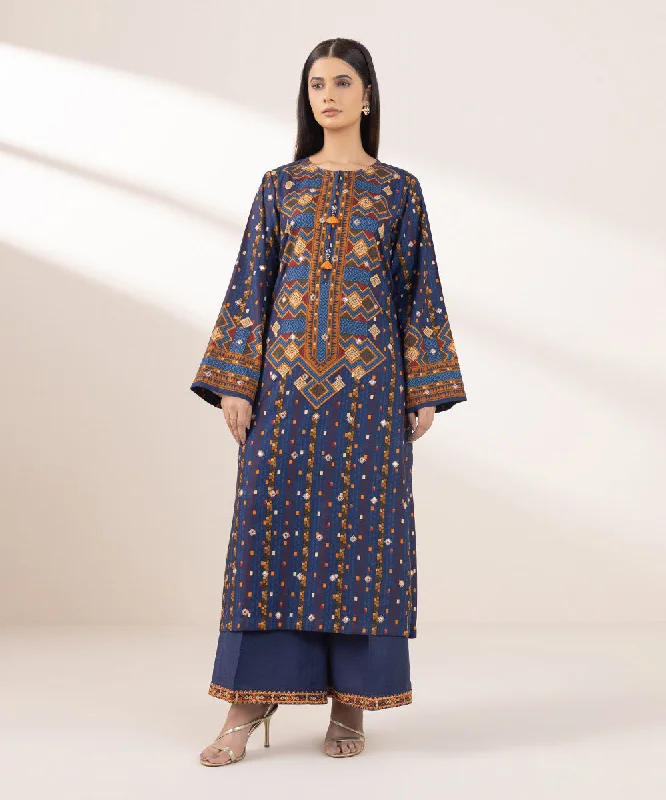 Vibrant Prints Embroidered Raw Silk Shirt