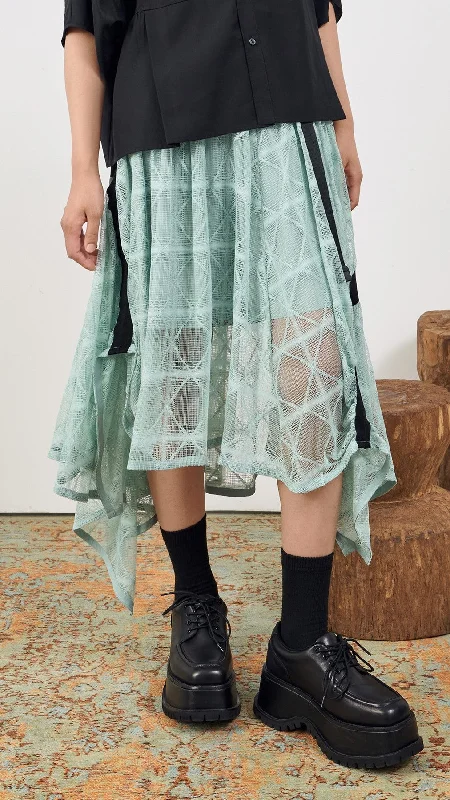 Mid Season Sale Checked Mesh Handkerchief Skirt