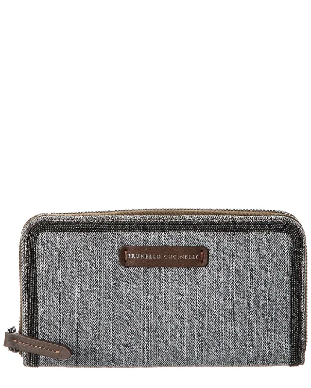 Unbeatable Prices Brunello Cucinelli Monili Bead Denim Wallet