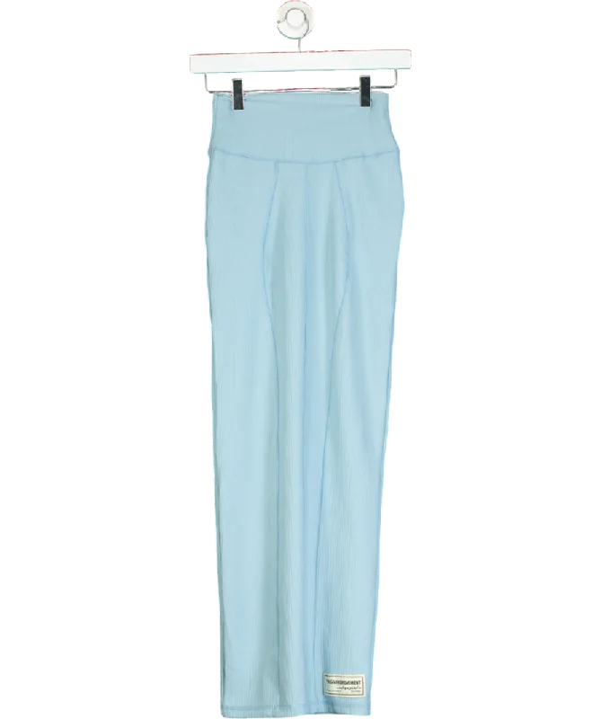 Chic Sophistication The Giving Movement Blue Panelled Ribbed Soft Skin Tube Skirt UK S