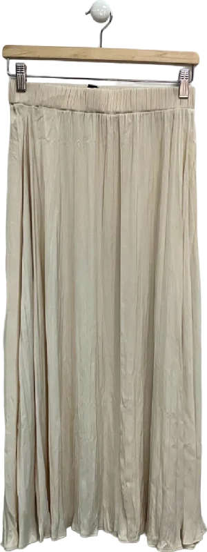 Chic Trends Unveiled New Look Beige Satin Crinkle Pleated Skirt UK 8