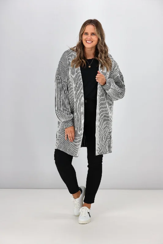 Stupidly Low Prices Sass Lisette Chunky Rib Cardi Black White