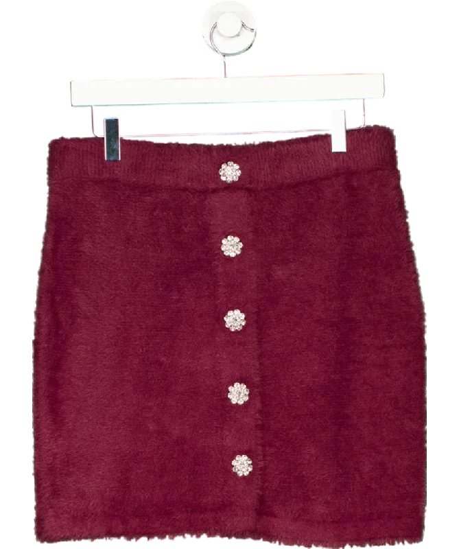 Limited Time Deal H&M Red Bijoux Button Fluffy Knit Mini Skirt UK 12