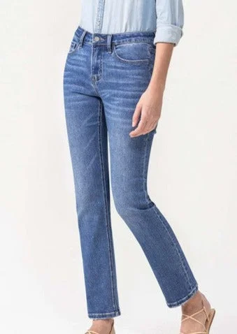 Mid Season Sale Vervet Lovervet Mid Rise Medium Wash Slim Straight Ankle Jeans