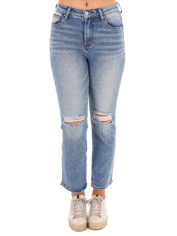 Limited Stock In My Feelings Slim Straight Ankle Jeans In Medium Wash