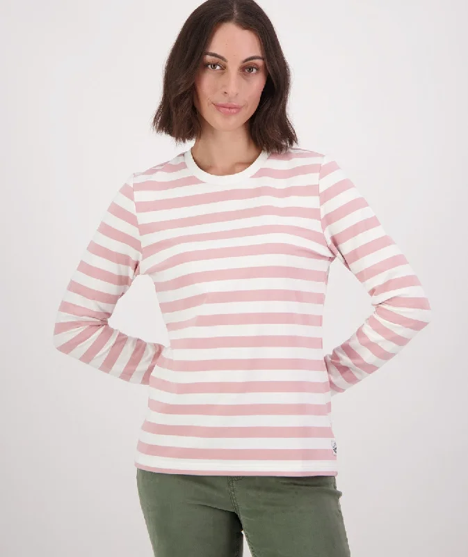 Evening Looks Swanndri Papamoa LS Stripe T Shirt Dusty Rose White