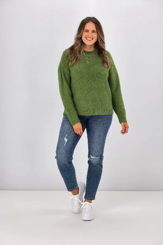 Seasonal Trends Shine On Label Winnie Moss Stitch Jumper Green