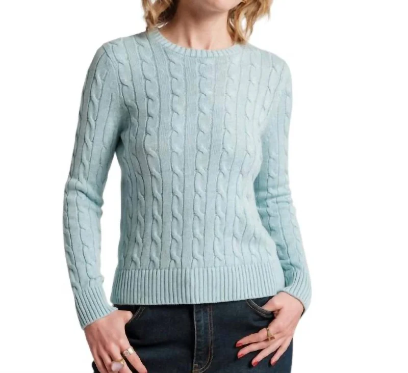 Coastal Beach - Inspired Style Cableknit Sweater In Light Blue