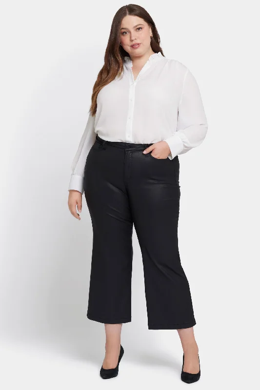 Luxury Comfort Coated Teresa Wide Leg Ankle Jeans In Plus Size - Black Coated