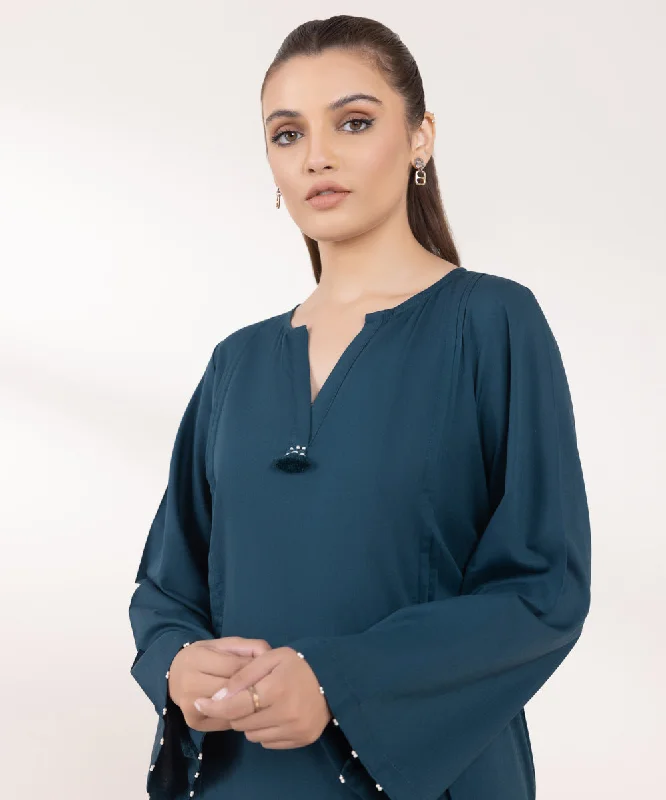 Feminine Elegance Solid Cotton Viscose Shirt