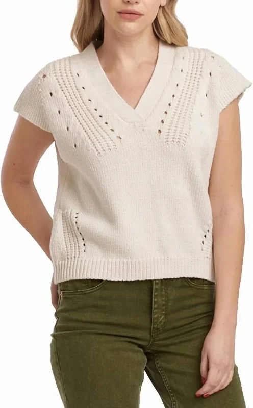 Dreamy Draping Una Sweater Top In Ivory