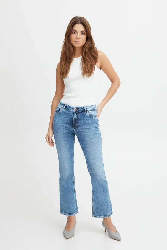 Imeless Style Ria Highwaist Kickflare Blue Denim Jean