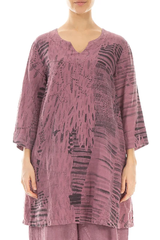 Elegant Ensemble V-Neck Mauve Taupe Serenity Linen Tunic