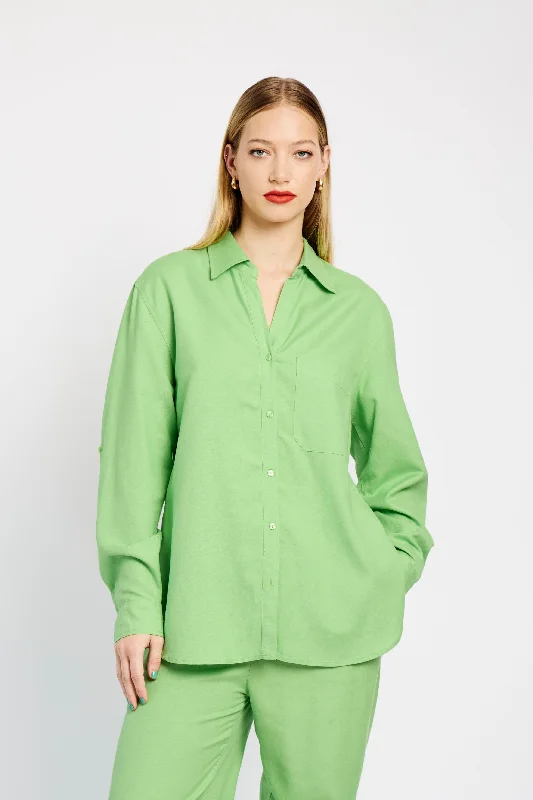 Gorgeous Glamour Collection Linen Shirt in Green