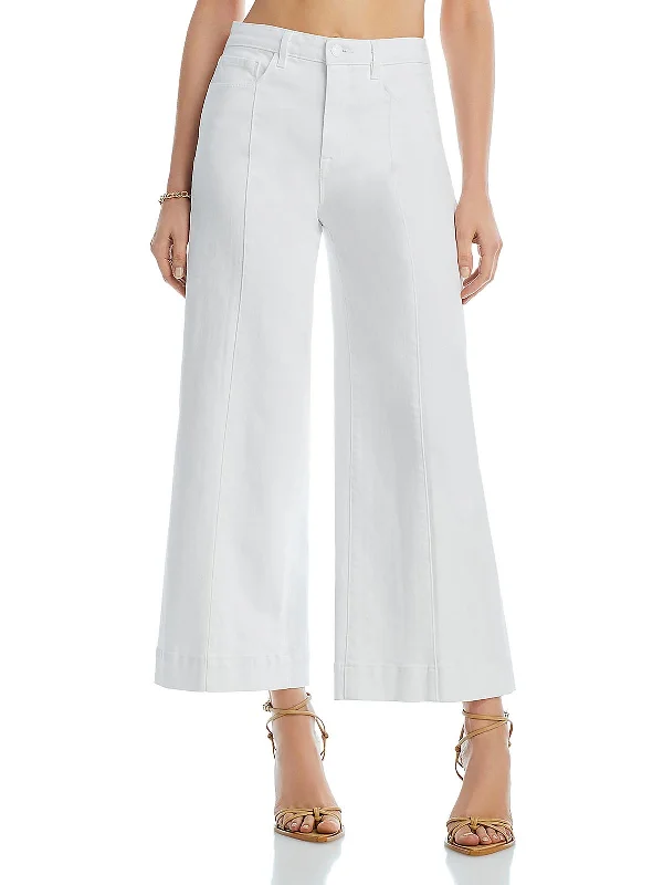 Luxe Women's Apparel Houston Womens Hugh Rise Cropped Wide Leg Jeans