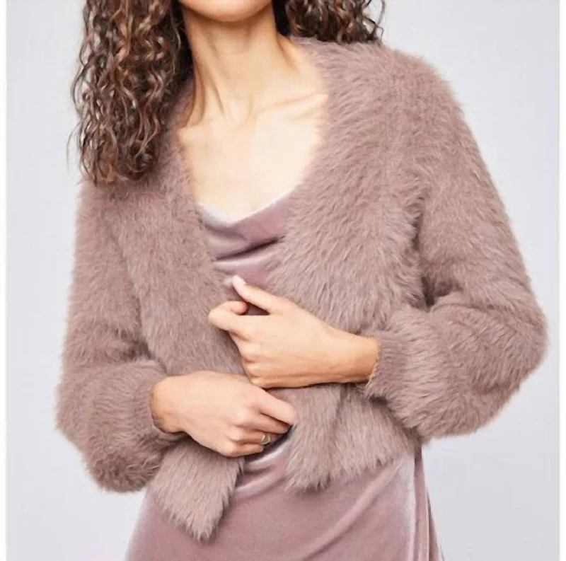 Rustic Countryside Charm Look Katherine Fur Cardigan In Fawn