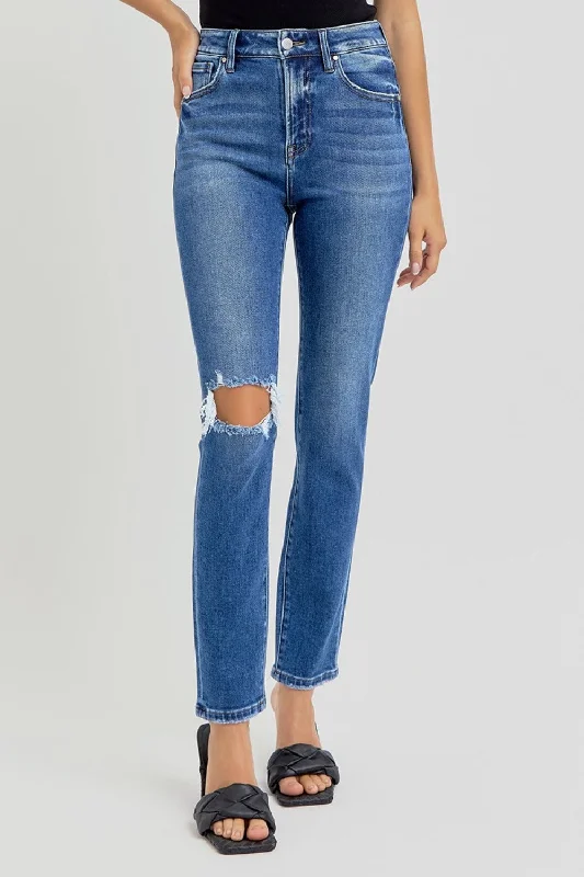 Exquisite Craftsmanship RISEN Full Size High Rise Ankle Skinny Knee Distressed Jeans