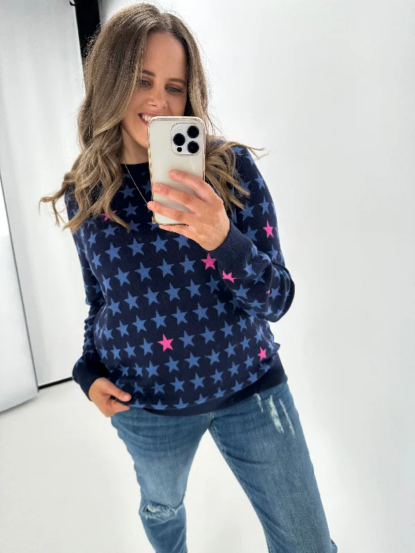 Chic Wardrobe Essentials Sugarhill Brighton Rosie Jumper Colourpop Stars Navy