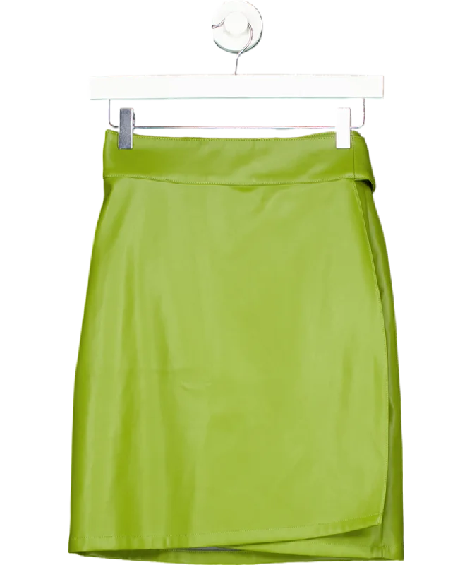 Effortless Comfort Never Fully Dressed Green Jaspre Vegan Leather Wrap Skirt UK XS/S