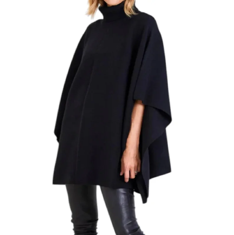 Cottagecore Rustic Charm Style Anywear Poncho In Black