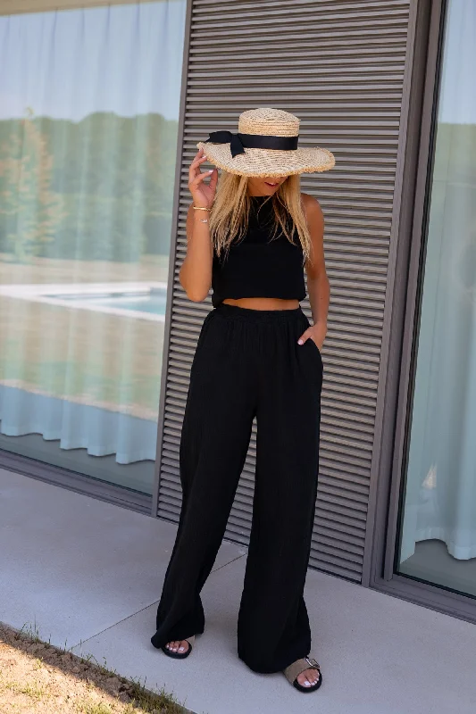 Fashion For Every Occasion Black Shiva Cotton Gauze Pants