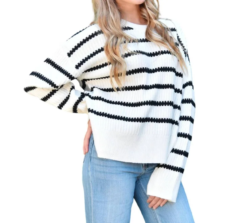 Effortless Style, Endless Impact Women's Corinne Striped Sweater In Ivory/black