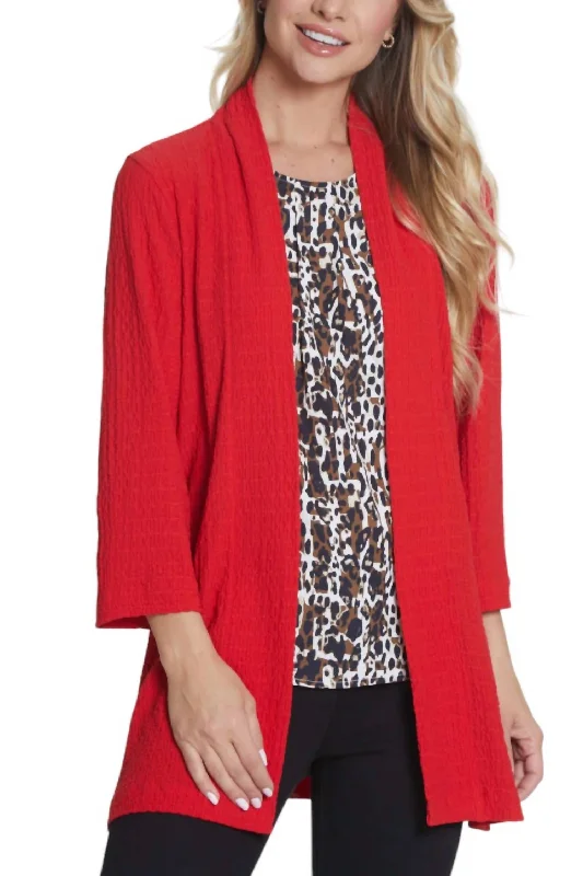 Elevate Your Wardrobe Drop Shoulder Jacket In Scarlet