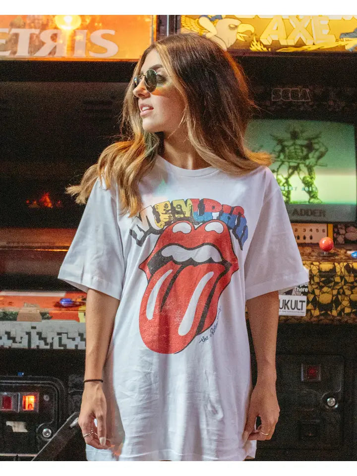 Chic & Cozy Apparel Rolling Stones Memphis Flag Rocker White Tee