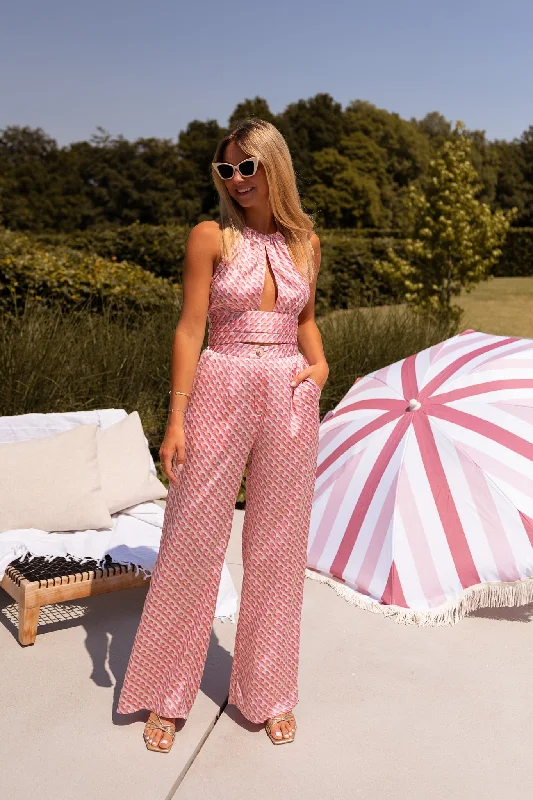 Stylish Savings Pink Patterned Meria Pants